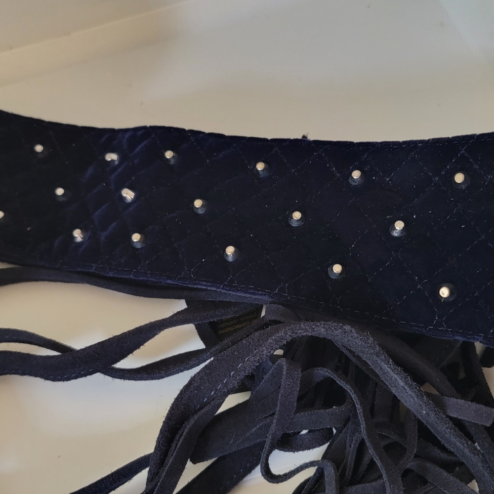 Maje velvet Navy belt with strass NWT
